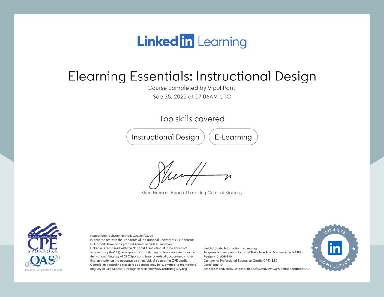 Professional Training Certificate